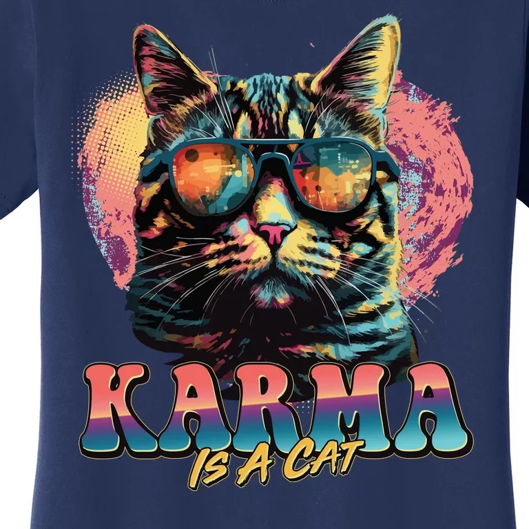 Retro Karma Is A Cat Women's T-Shirt