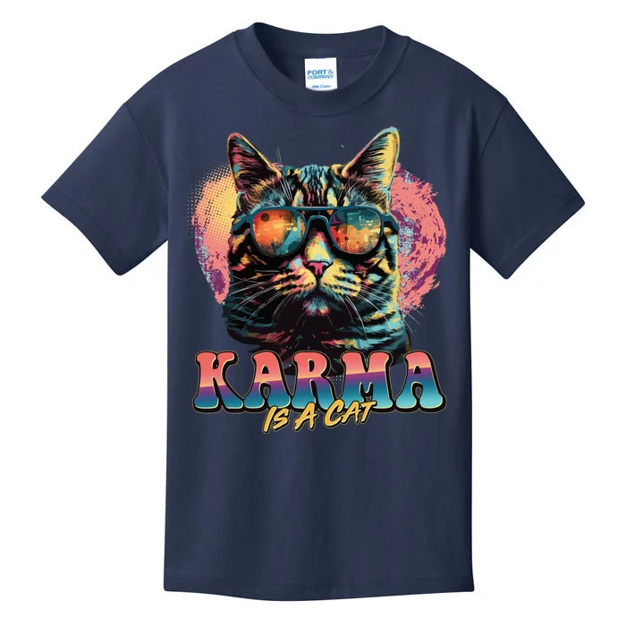 Retro Karma Is A Cat Kids T-Shirt