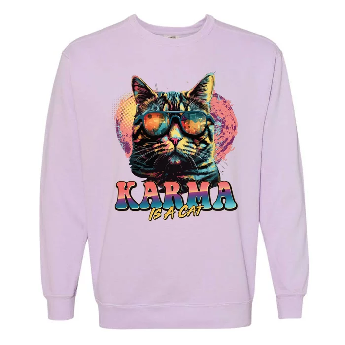 Retro Karma Is A Cat Garment-Dyed Sweatshirt