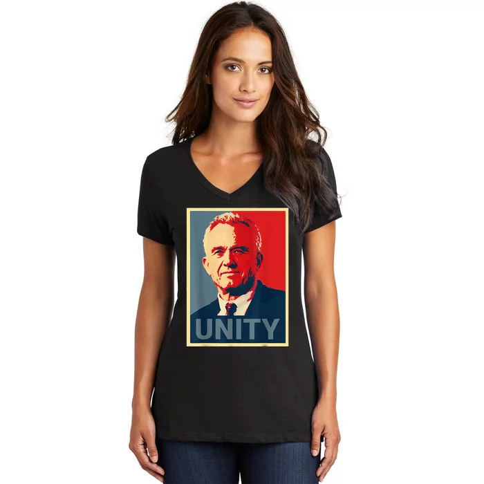 Robert Kennedy Jr. Rfk Jr For Trump Unity 2024 Obama Poster Women's V-Neck T-Shirt