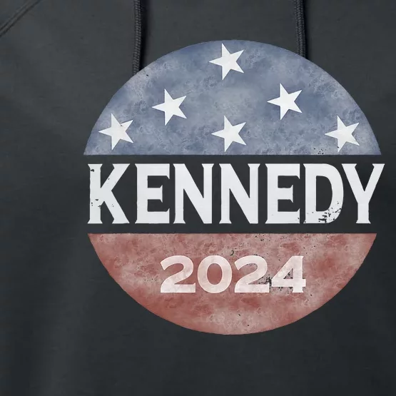 Robert Kennedy Jr 2024 President Vintage Button Usa Flag Performance Fleece Hoodie