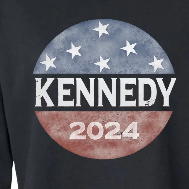 Robert Kennedy Jr 2024 President Vintage Button Usa Flag Cropped Pullover Crew