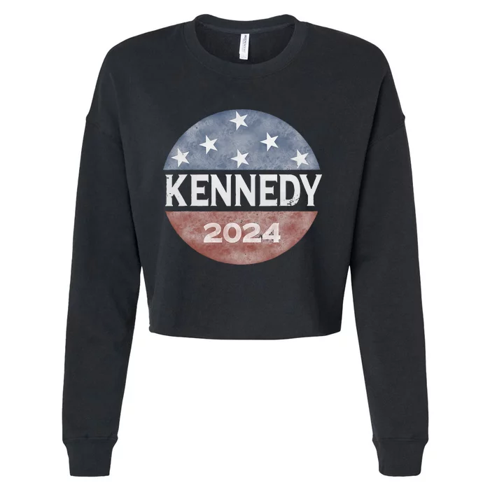 Robert Kennedy Jr 2024 President Vintage Button Usa Flag Cropped Pullover Crew