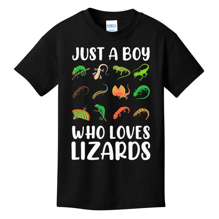 Reptile Kids Lizard Just A Boy Who Loves Lizards Kids T-Shirt