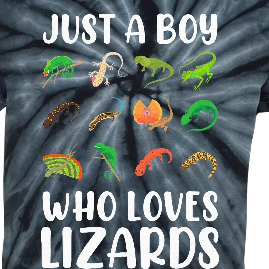 Reptile Kids Lizard Just A Boy Who Loves Lizards Kids Tie-Dye T-Shirt