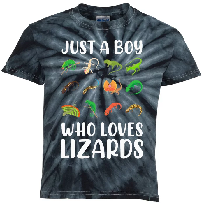 Reptile Kids Lizard Just A Boy Who Loves Lizards Kids Tie-Dye T-Shirt