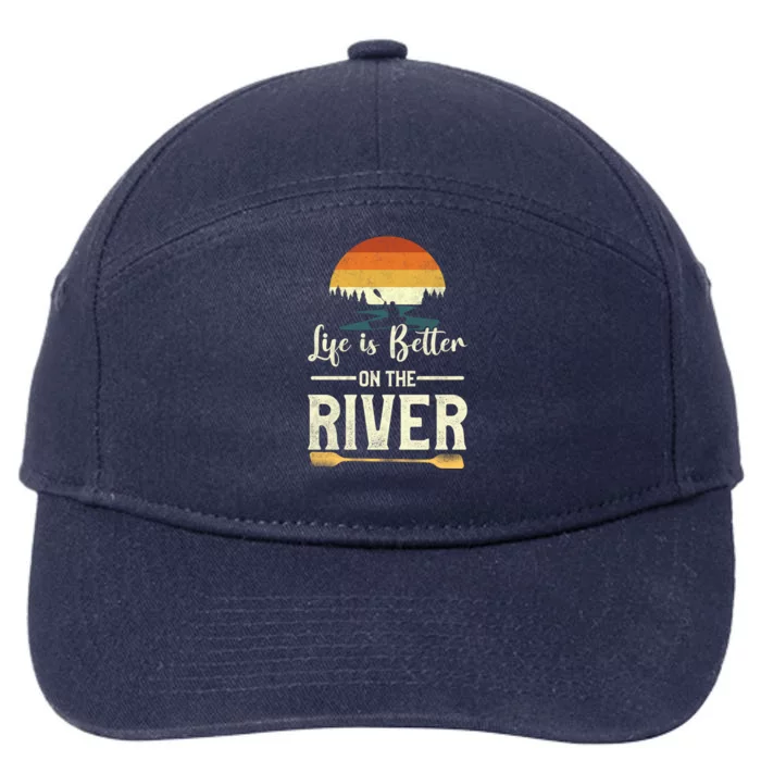 Retro Kayaking Life Is Better On The River Gift 7-Panel Snapback Hat