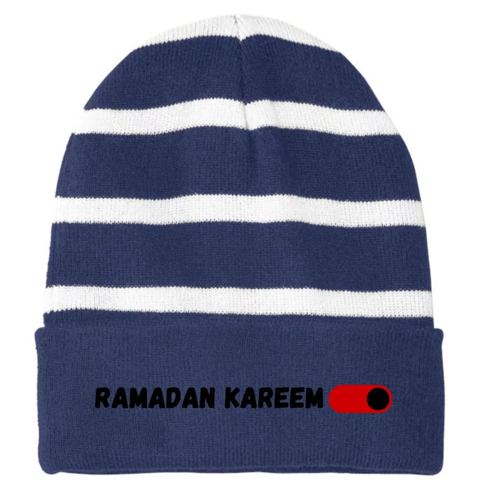 Ramadan Kareem Mubarak Fasting Gift Fasting Mode On Striped Beanie with Solid Band