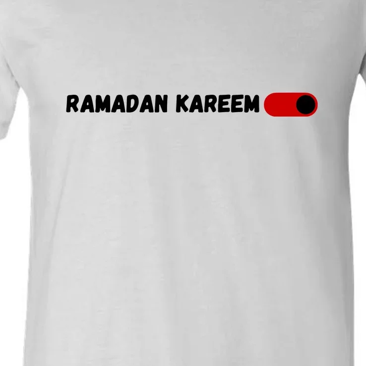 Ramadan Kareem Mubarak Fasting Gift Fasting Mode On V-Neck T-Shirt