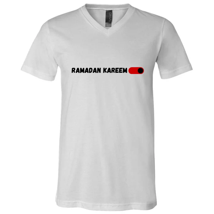 Ramadan Kareem Mubarak Fasting Gift Fasting Mode On V-Neck T-Shirt