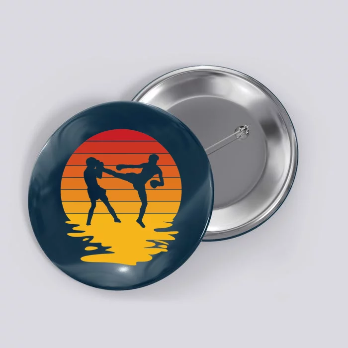 Retro Kickboxing Muay Thai Boxing MMA Premium Button