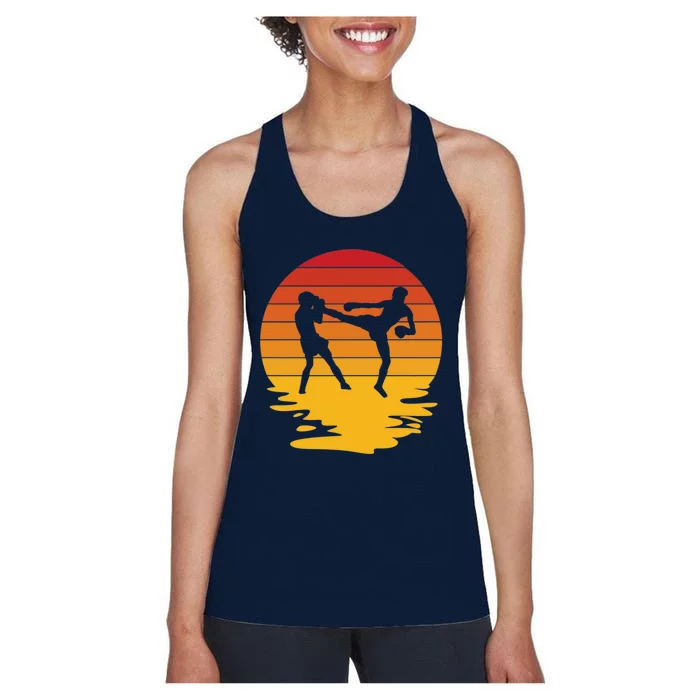 Retro Kickboxing Muay Thai Boxing MMA Premium Women's Racerback Tank