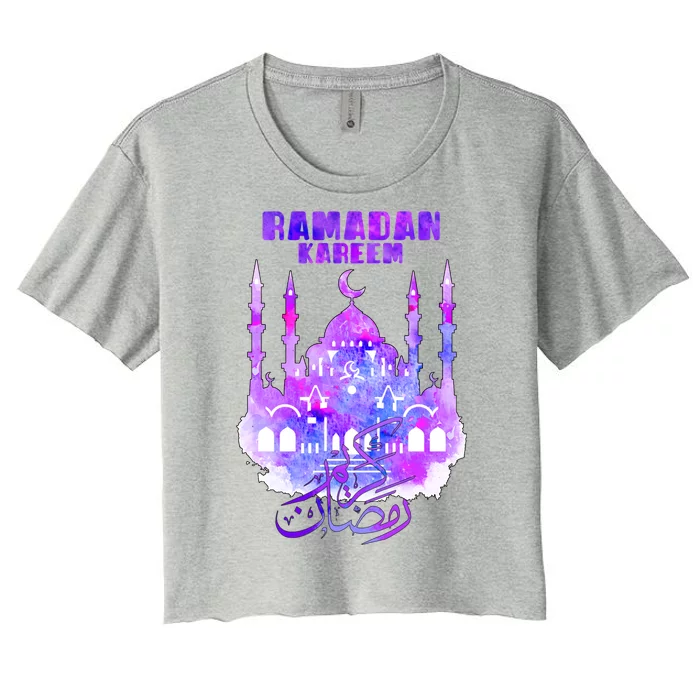 Ramadan Kareem Muslim Fasting Arabic Wording Women's Crop Top Tee