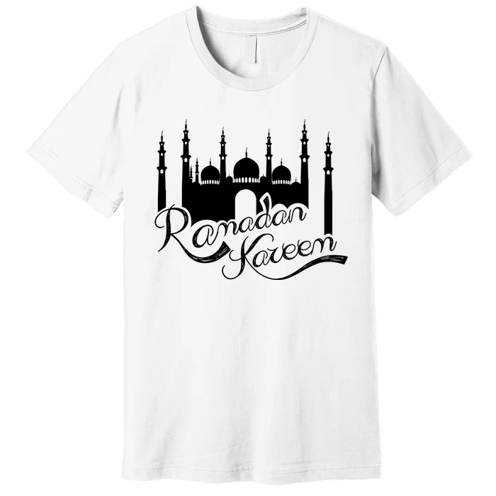 Ramadan Kareem Muslim Fasting With Mosque Art Premium T-Shirt