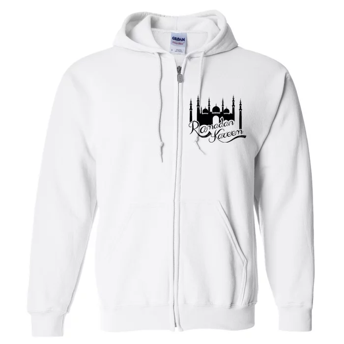 Ramadan Kareem Muslim Fasting With Mosque Art Full Zip Hoodie