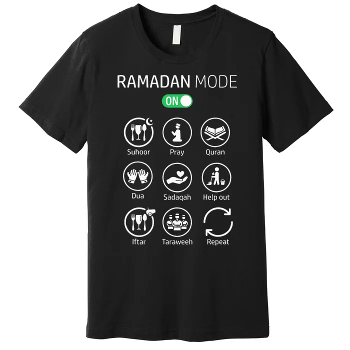 Ramadan Kareem Mubarak Islamic Ramadan Fasting Mode On Premium T-Shirt