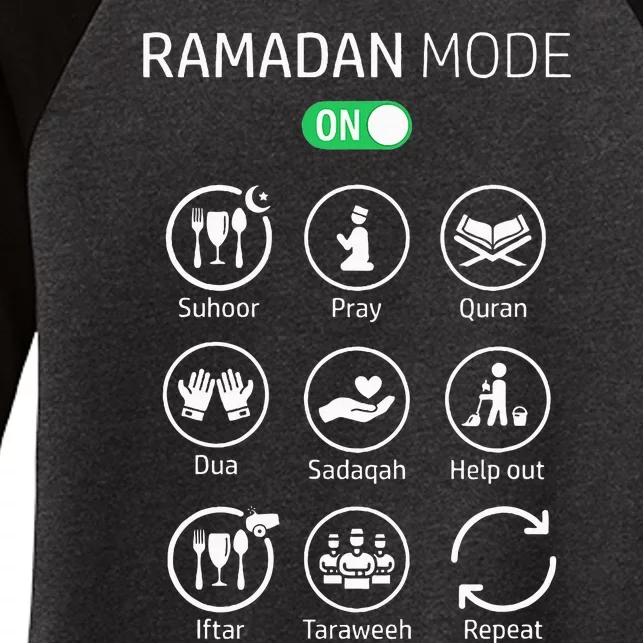 Ramadan Kareem Mubarak Islamic Ramadan Fasting Mode On Women's Tri-Blend 3/4-Sleeve Raglan Shirt