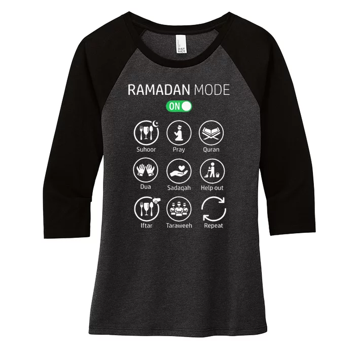 Ramadan Kareem Mubarak Islamic Ramadan Fasting Mode On Women's Tri-Blend 3/4-Sleeve Raglan Shirt