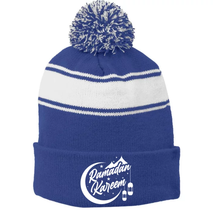 Ramadan Kareem Ramadan Mubarak Gift Stripe Pom Pom Beanie