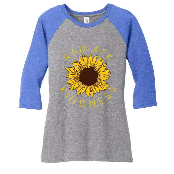 Radiate Kindness Sunflower Equality Hu Rights Feminist Funny Gift Women's Tri-Blend 3/4-Sleeve Raglan Shirt