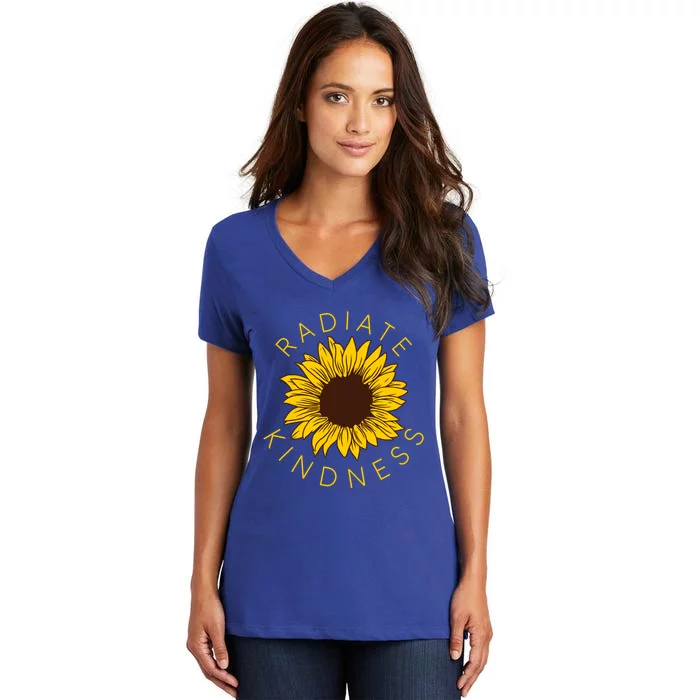 Radiate Kindness Sunflower Equality Hu Rights Feminist Funny Gift Women's V-Neck T-Shirt