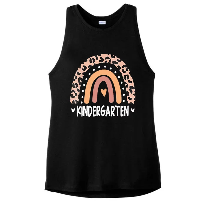 Rainbow Kindergarten Teacher Retro Back to School Ladies Tri-Blend Wicking Tank