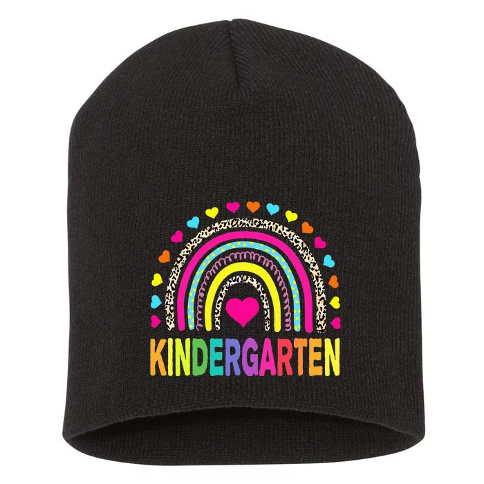 Rainbow Kindergarten Teacher First Day of School Short Acrylic Beanie