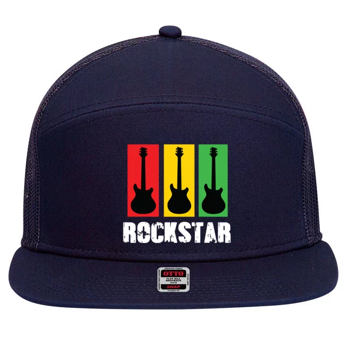 Rockstar Kids Vintage Guitar 7 Panel Mesh Trucker Snapback Hat