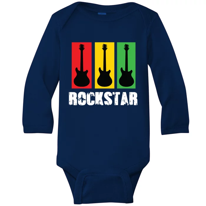 Rockstar Kids Vintage Guitar Baby Long Sleeve Bodysuit