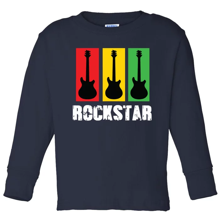 Rockstar Kids Vintage Guitar Toddler Long Sleeve Shirt