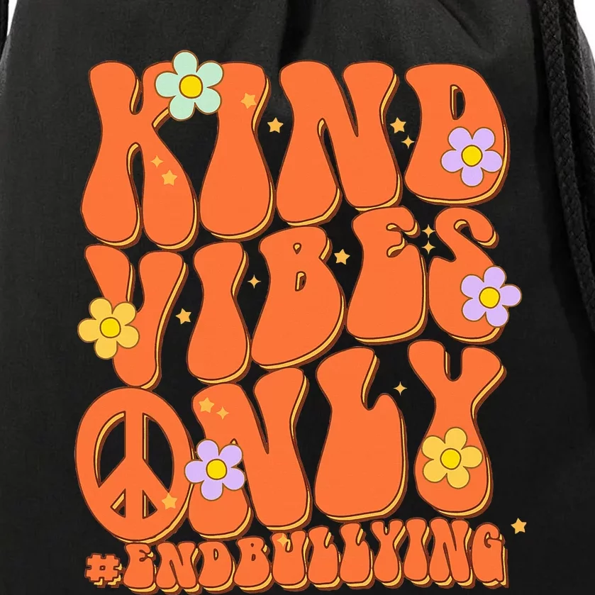 Retro Kind Vibes Only End Bullying Unity Day Wear Orange Drawstring Bag