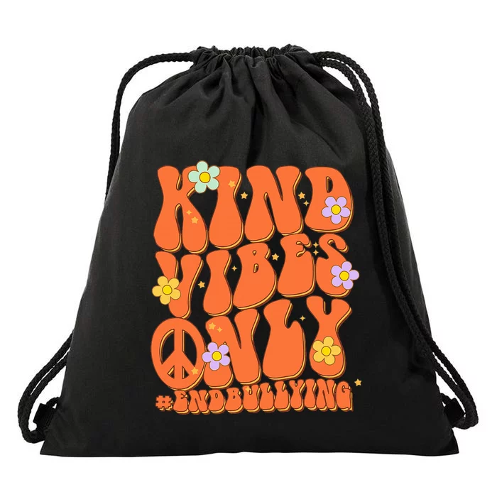 Retro Kind Vibes Only End Bullying Unity Day Wear Orange Drawstring Bag