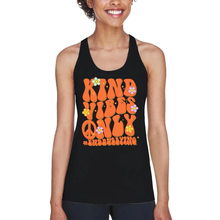 Retro Kind Vibes Only End Bullying Unity Day Wear Orange Women's Racerback Tank