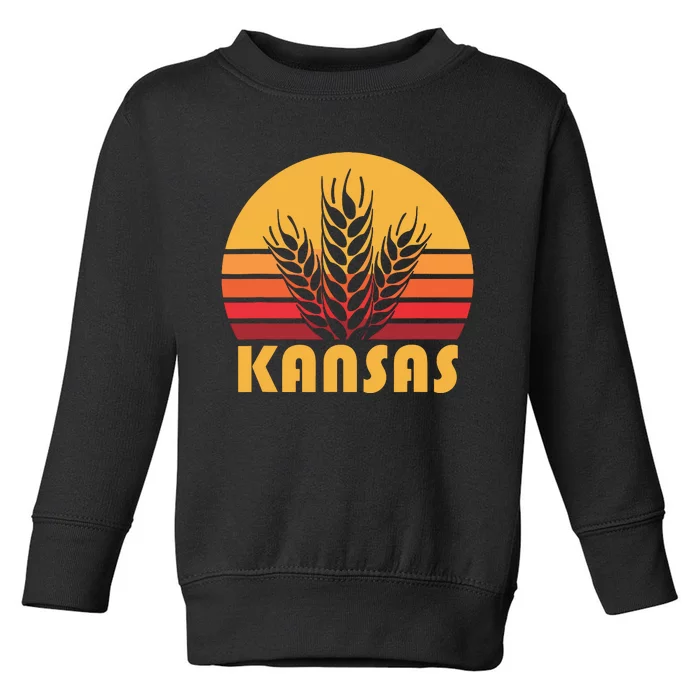 Retro Kansas Wheat Shirts Vintage Grain Farming Toddler Sweatshirt