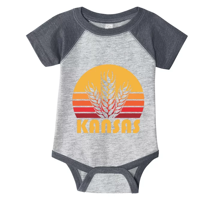 Retro Kansas Wheat Shirts Vintage Grain Farming Infant Baby Jersey Bodysuit