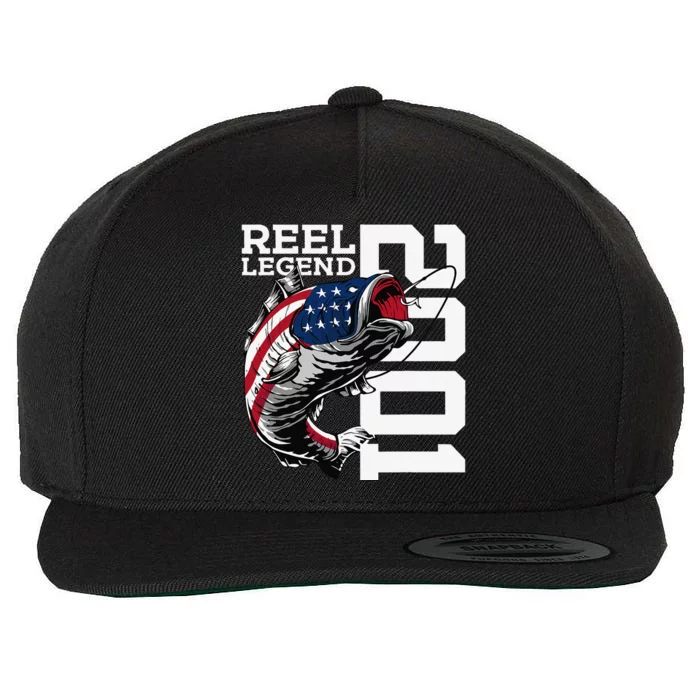 Reel Legend 2001 Fishing 22 Years Angler 22th Birthday Wool Snapback Cap