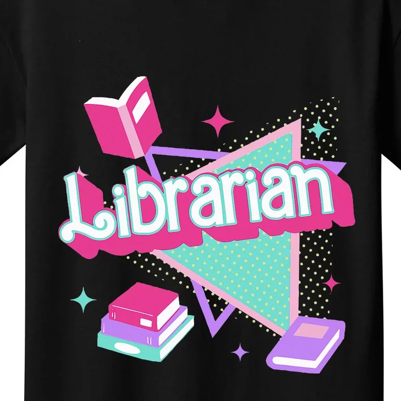 Retro Librarian 90s Library Staff Back To School Reading Kids T-Shirt