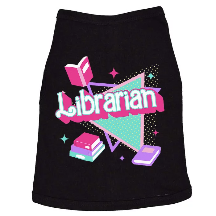 Retro Librarian 90s Library Staff Back To School Reading Doggie Tank