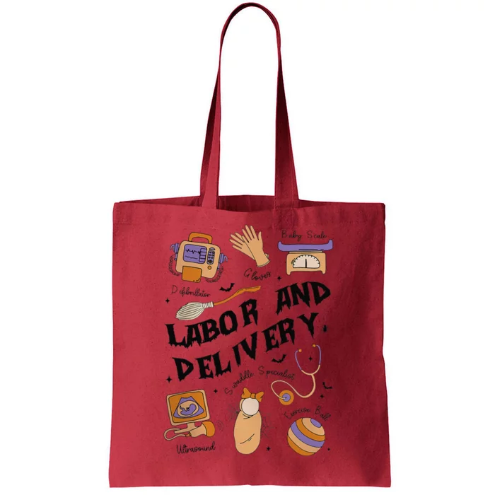 Retro Labor And Delivery Nurse Halloween Spooky Season Tote Bag