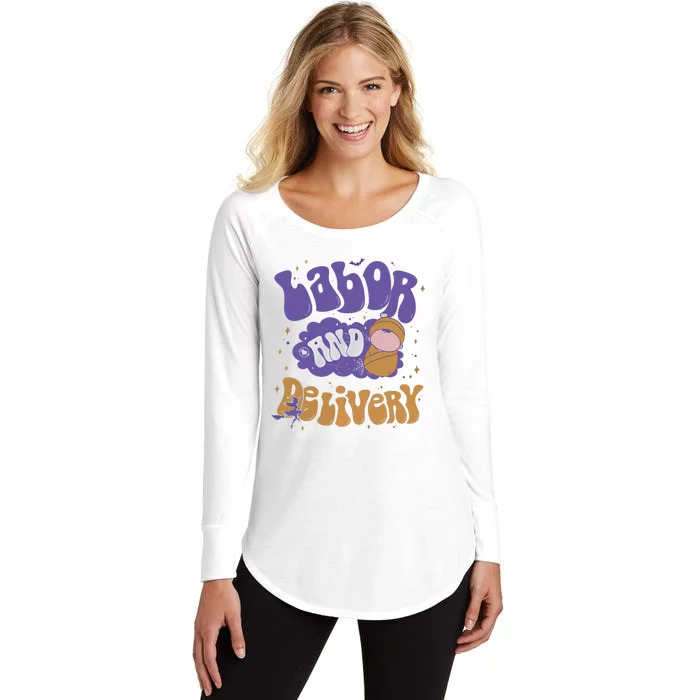 Retro Labor And Delivery Halloween Nursing Student Grad Women's Perfect Tri Tunic Long Sleeve Shirt