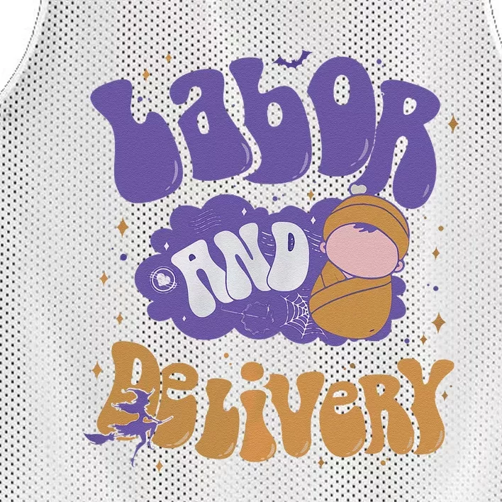 Retro Labor And Delivery Halloween Nursing Student Grad Mesh Reversible Basketball Jersey Tank