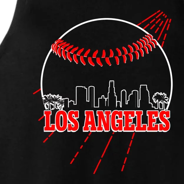 Retro Los Angeles Skyline Baseball Ladies Tri-Blend Wicking Tank