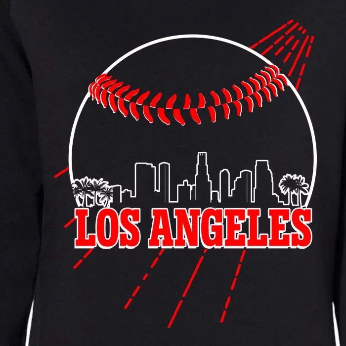 Retro Los Angeles Skyline Baseball Womens California Wash Sweatshirt