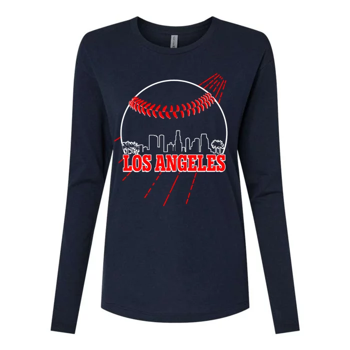 Retro Los Angeles Skyline Baseball Womens Cotton Relaxed Long Sleeve T-Shirt