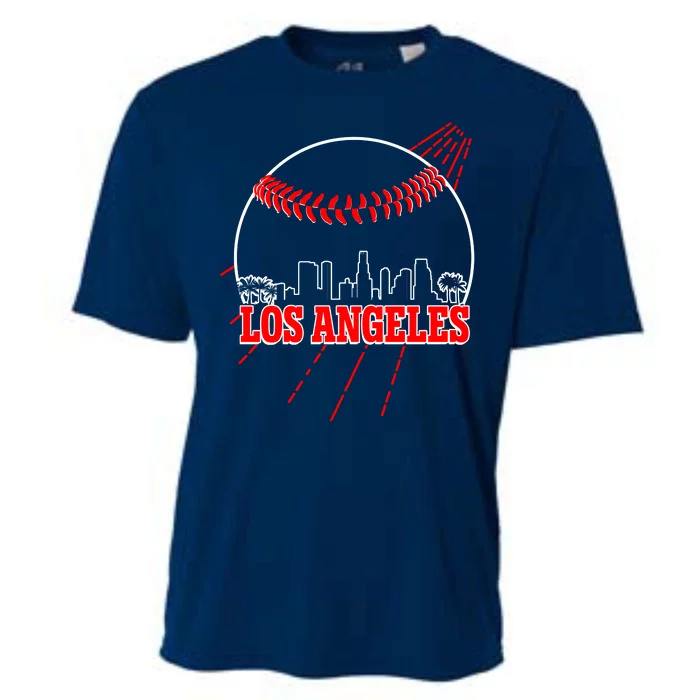 Retro Los Angeles Skyline Baseball Cooling Performance Crew T-Shirt