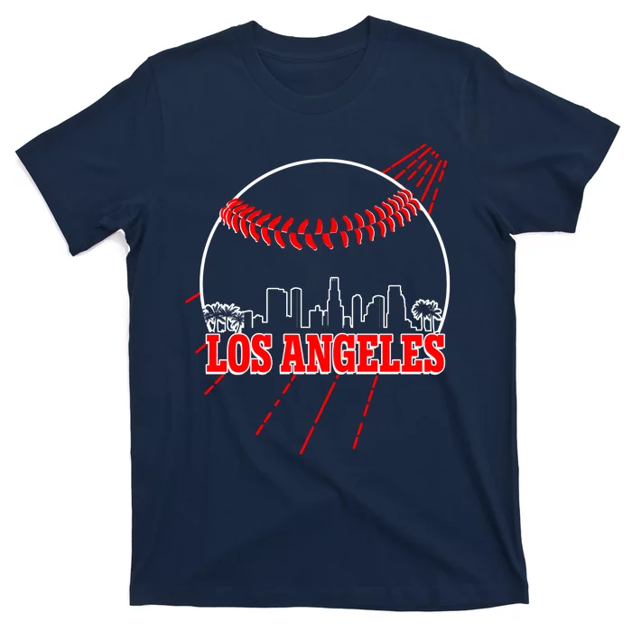 Retro Los Angeles Skyline Baseball T-Shirt