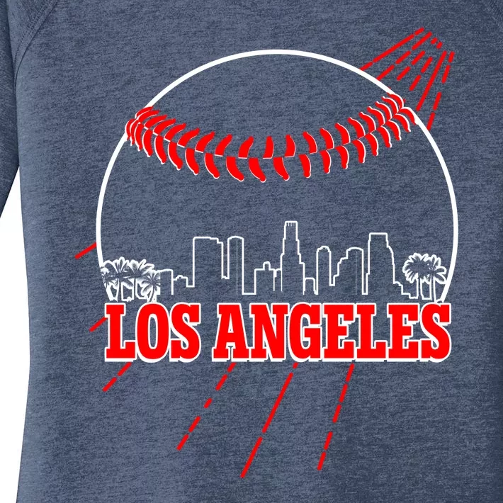 Retro Los Angeles Skyline Baseball Women's Perfect Tri Tunic Long Sleeve Shirt