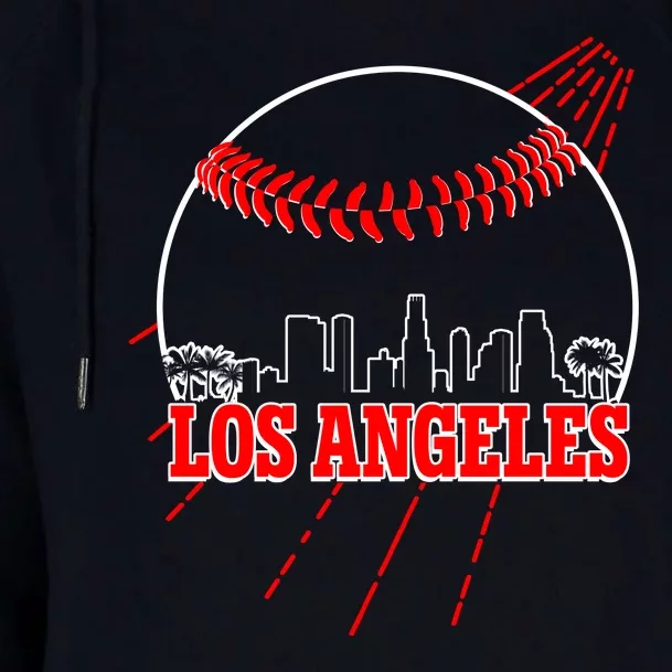 Retro Los Angeles Skyline Baseball Womens Funnel Neck Pullover Hood