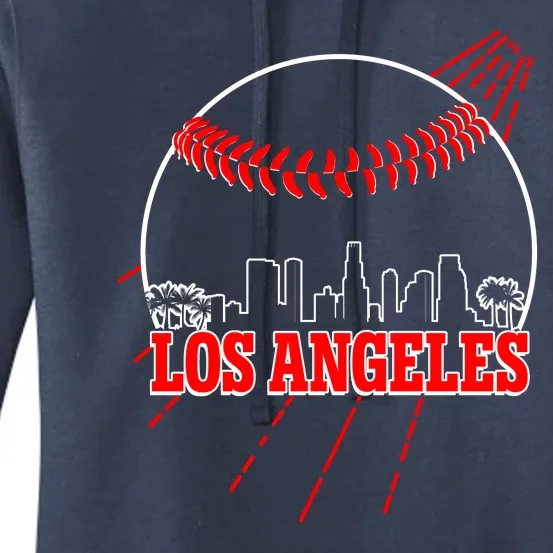 Retro Los Angeles Skyline Baseball Women's Pullover Hoodie