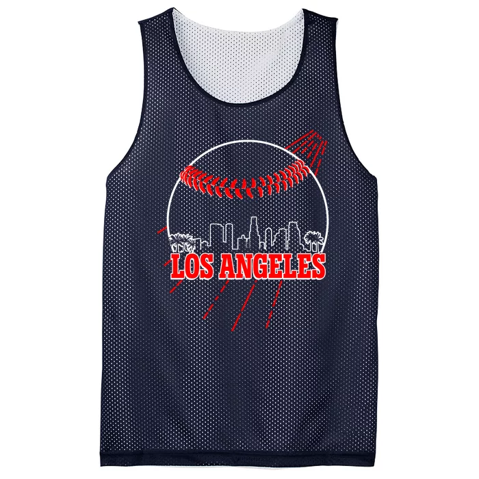 Retro Los Angeles Skyline Baseball Mesh Reversible Basketball Jersey Tank